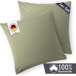 Fabriqué en Allemagne (à Cologne) - Taie d'oreiller 40x40 cm (lot de 2 taies) - vert - 100% coton