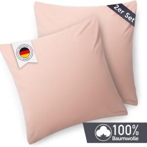 Fabriqué en Allemagne (à Cologne) - Taie d'oreiller 40x40 cm (lot de 2 taies) - rose - 100% coton