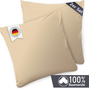 Fabriqué en Allemagne (à Cologne) - taie d'oreiller 40x40 cm (lot de 2 taies d'oreiller) - beige - 100% coton