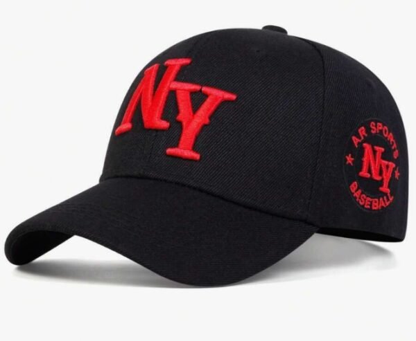 1 pièce Casquette de baseball brodée de lettres de New York pour hommes, chapeau décontracté de protection solaire à la mode pour les voyages de printemps/automne, les fêtes en bord de mer et la rue