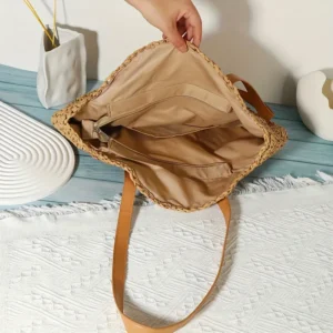 Alternative view of Sac à Épaule en Paille Fait Main Boho-Chic pour Femmes